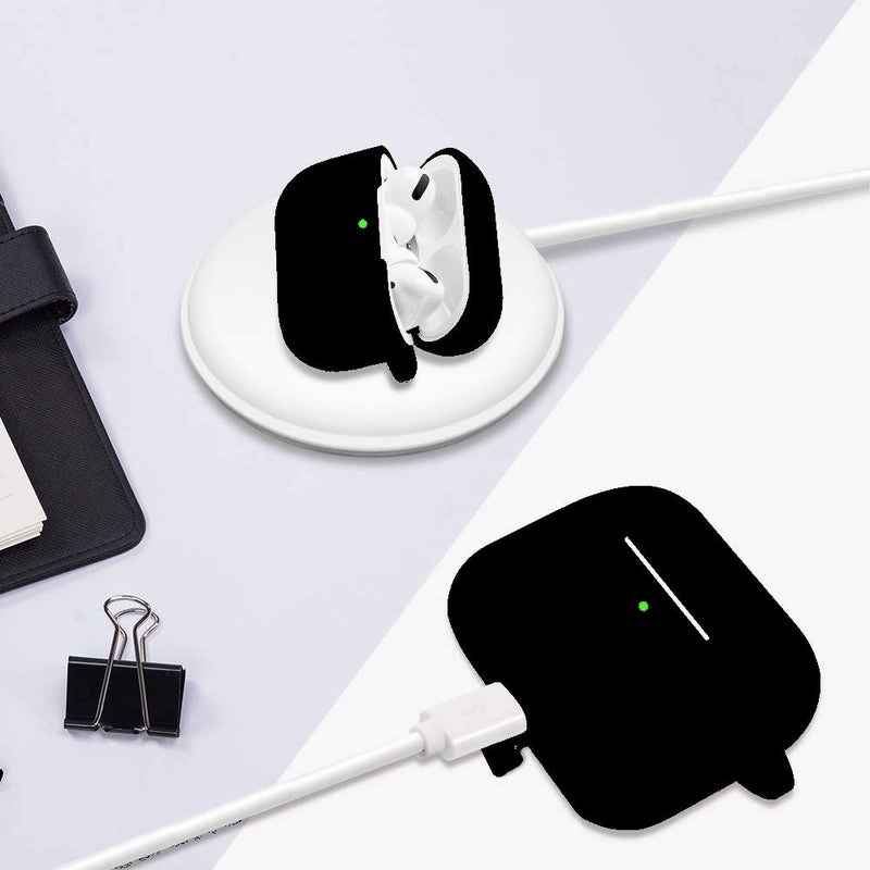 Cypher.V Protective Case Cover for AirPods Pro, Silicone Case Skin with Soft Cute Ball Pom Pom Keychain Kit (Black) - Image 5